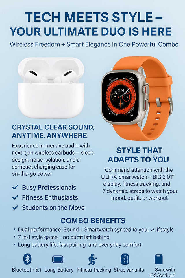 AirPods Pro 2 + Ultra 7-in-1 Smartwatch Combo
